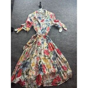 Calvin Klein Dress Womens 6 Multicolor Floral Boho Cottagecore Coastal Romantic